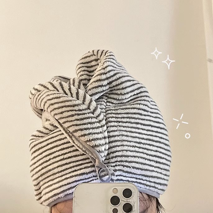 Spa Towel - Mikrofiber Çizgili Saç Kurutma Havlusu, Süper